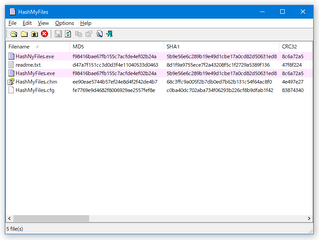 HashMyFiles スクリーンショット