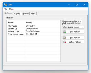 MPH (Media Player Hotkeys) スクリーンショット