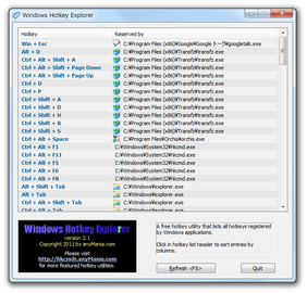 Windows Hotkey Explorer スクリーンショット