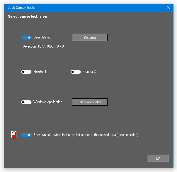 Set cursor lock area