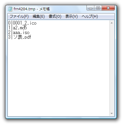 先ほど追加したファイルの名前をリスト表示した状態で、エディタが立ち上がる