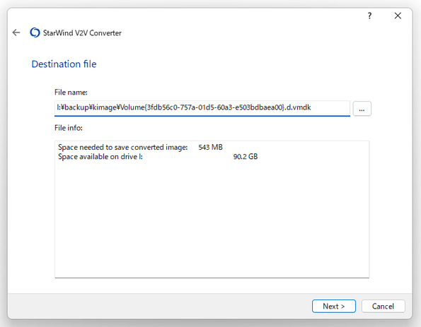 Destination file
