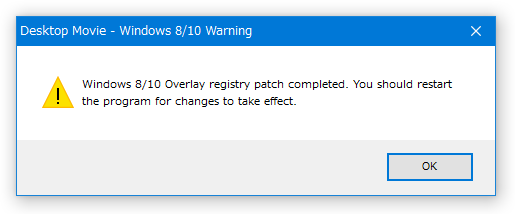 Windows 8/10 Overlay registry patch completed.
